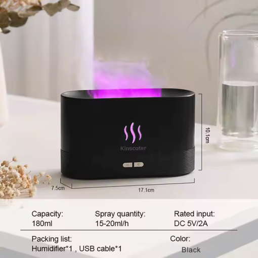 Aroma Diffuser |  Kinscoter Ultrasonic Flame | Black - Image 2